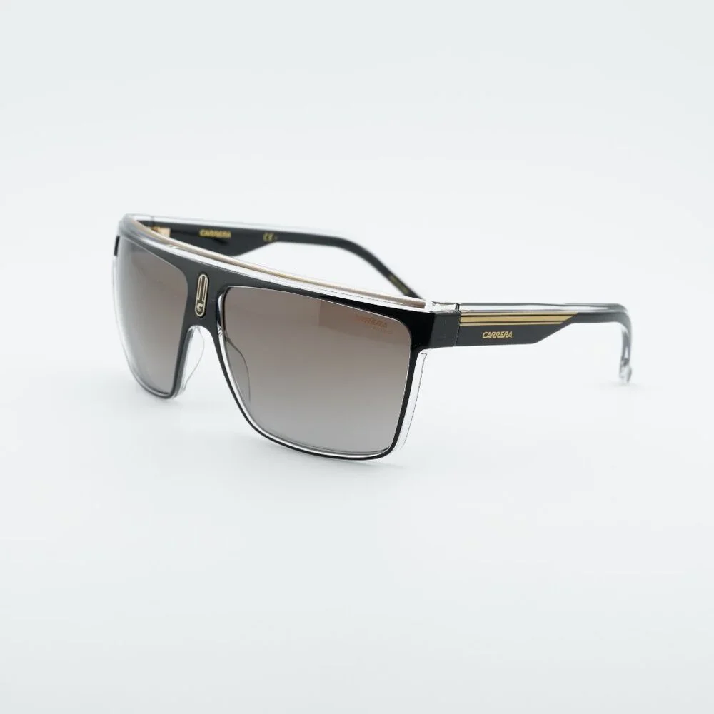 CARRERA 22/N 02M2 HA Sunglasses Black/Gold Shield Frame, Brown Gradient Lenses